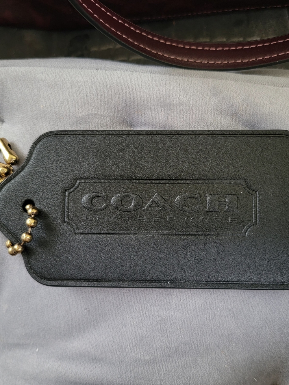 COACH Black Leather Luggage Tag - Embossed Logo